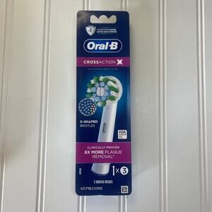 NEW Oral-B CrossAction X-Filament Replacement Brush Heads‎ 3 Pack